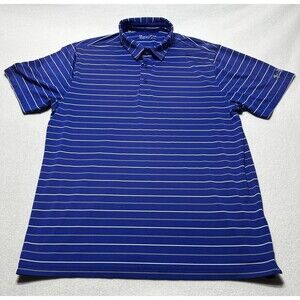 UNDER ARMOUR MEN'S SHORT SLEEVE LOOSE HEAT GEAR Large POLYESTER BLUE STRIPE Logo